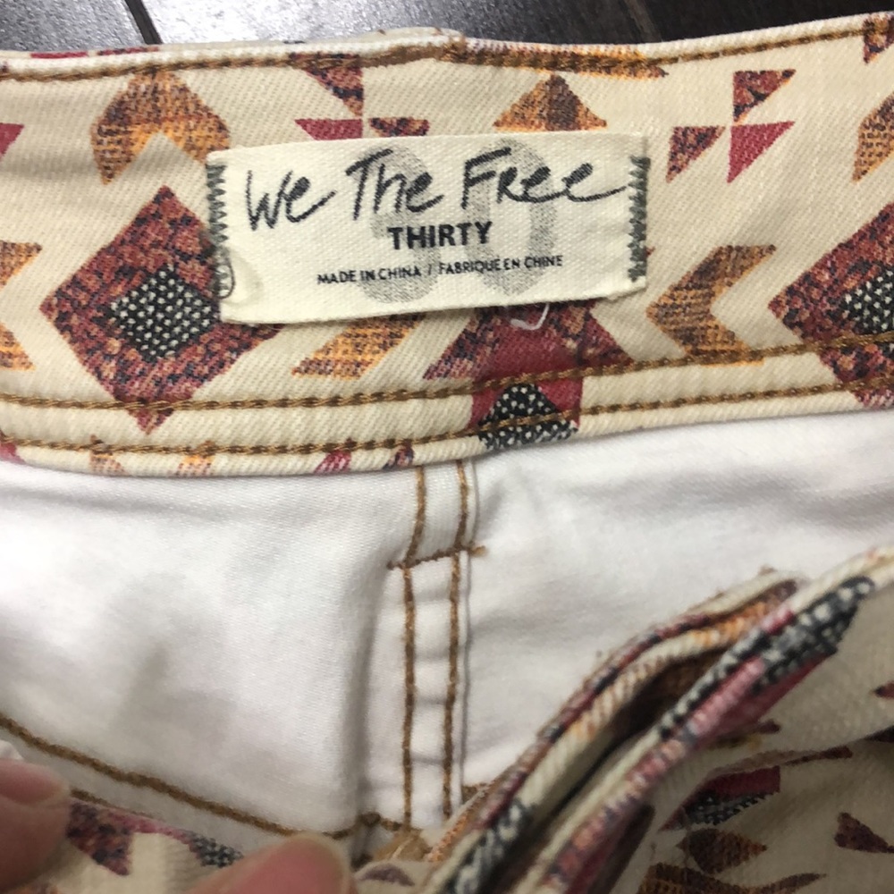 Free People Cream & Rust Patterned High-Rise Jeggings - Picture 9 of 14
